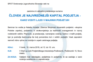 Vabilo na brezplačno delavnico Človek je najvrednejši kapital podjetja – kako voditi ljudi v majhnih podjetjih